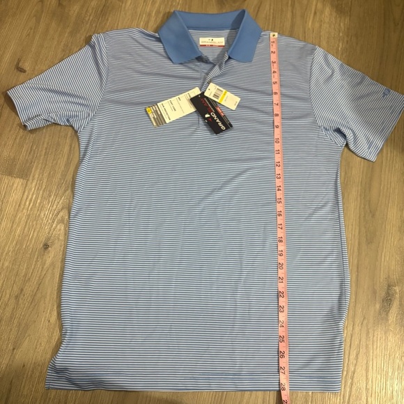 Grand Slam Performance Mens M Golf Polo Blue White Striped Stretch Athletic NWT - Picture 6 of 10